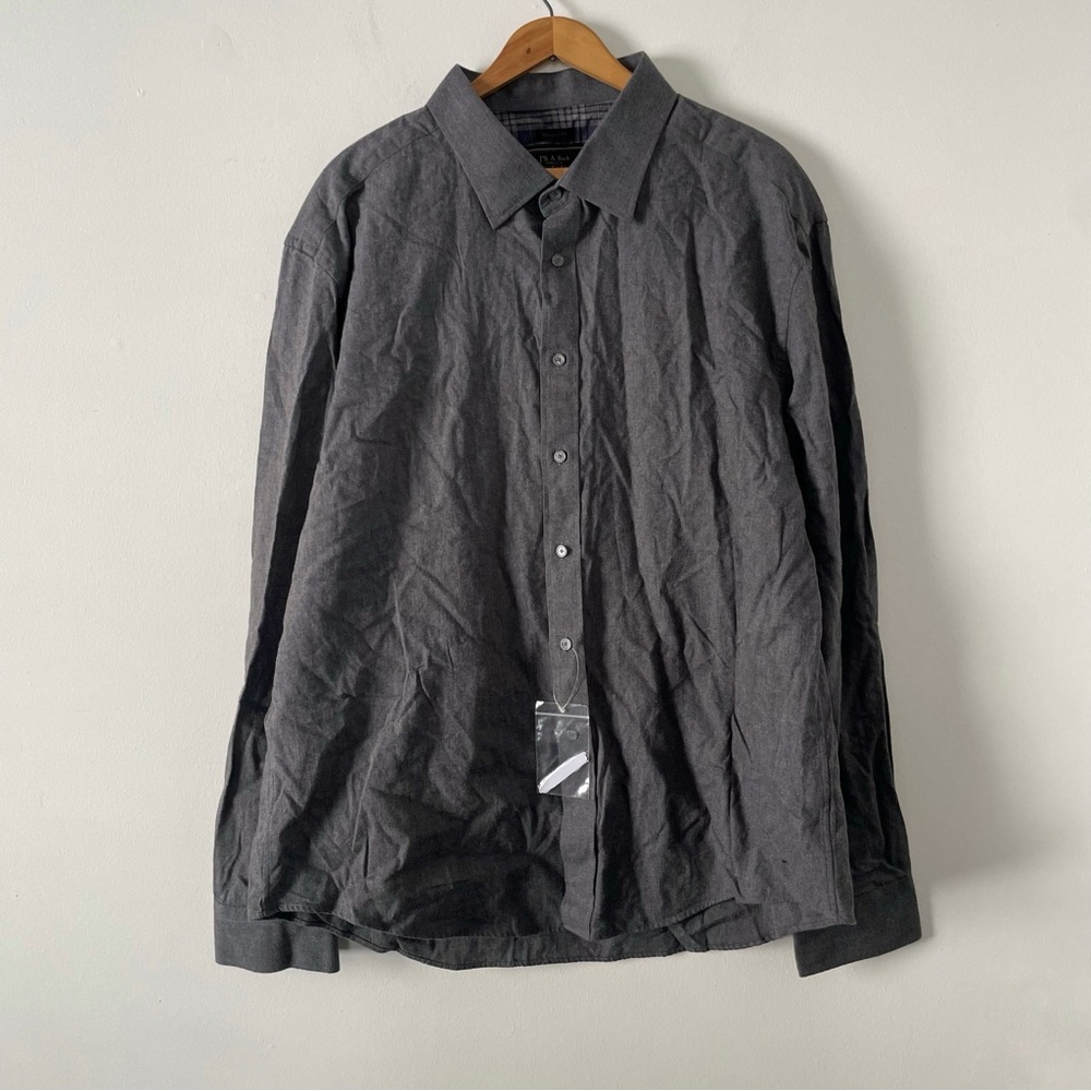 NWT New Jos A Bank Reserve Tailored Fit Gray Cotton Cashmere Dress Shirt XXL